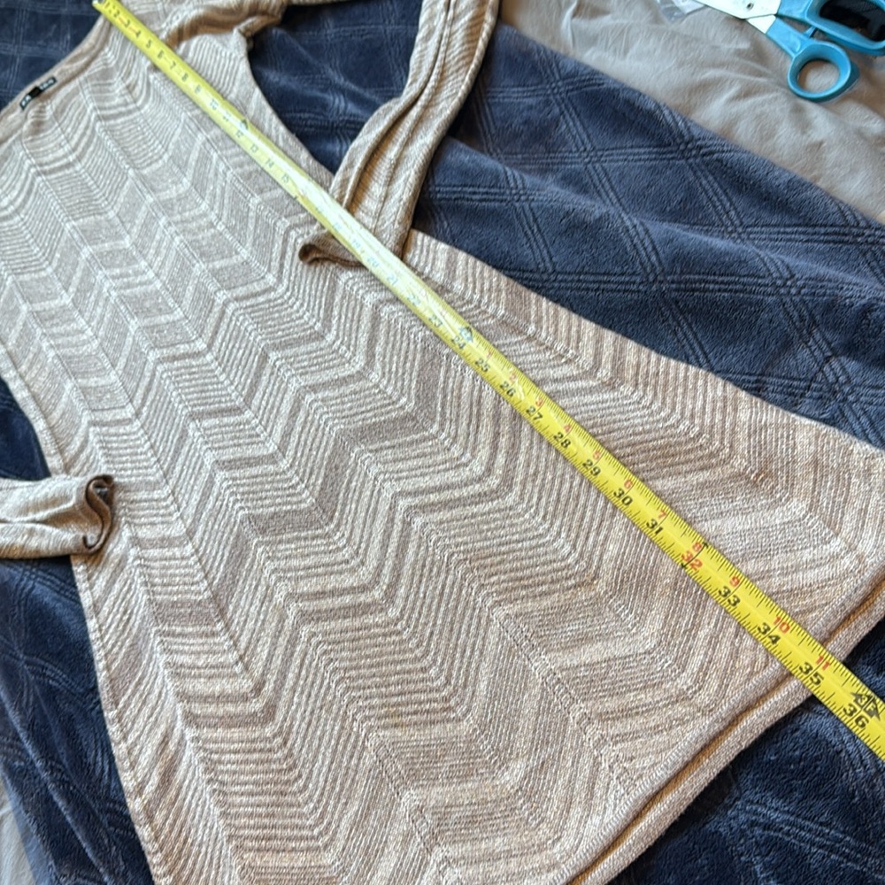 Express Chevron Metallic Knit Bodycon Dress Tan Cream Silver XS Party Night Out - Picture 10 of 14